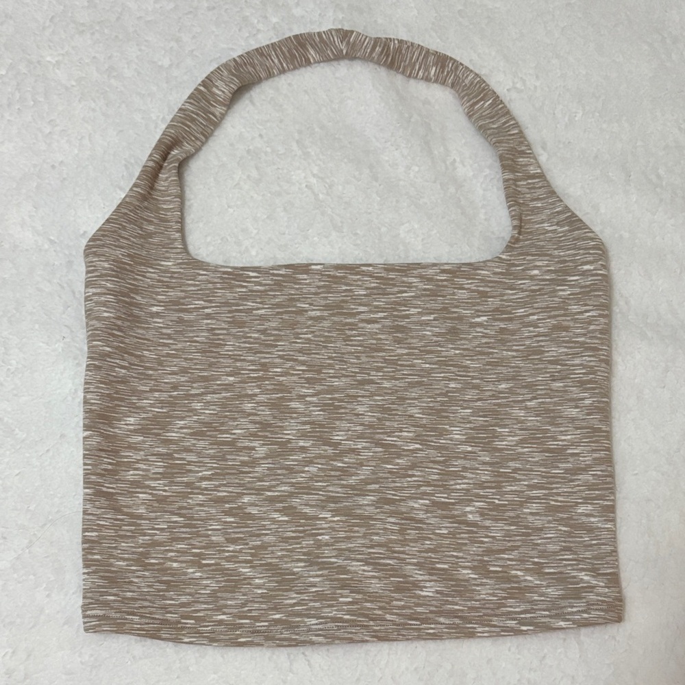 Abercrombie Medium halter crop heathered tan soft A&F collection